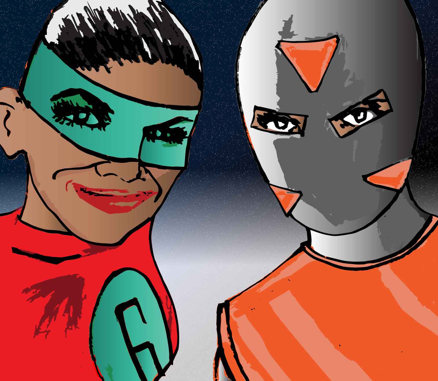 "COLOR PICTURE OF MEDICAL ROBOT DELTA PRIME AND SPECIAL AGENT 6, NEW BLACK FEMALE SUPERHEROES FROM GIANT COMIX"